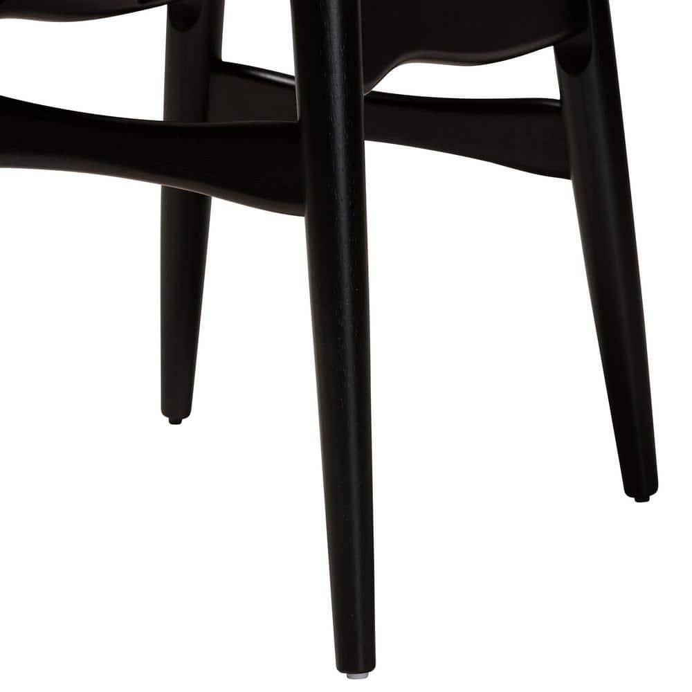 Bayou Breeze Set of 2 Black Wood Dining Chairs with Rattan Backrest (Set of 2)