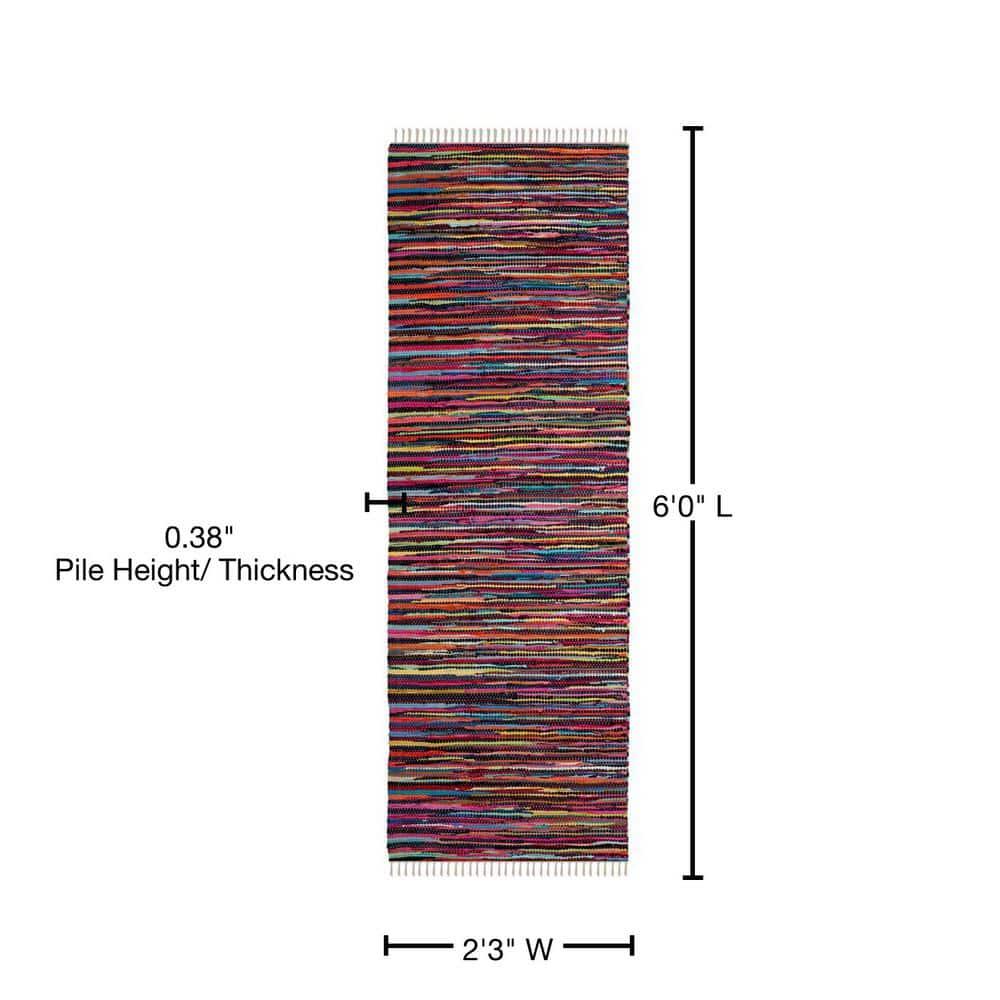 Rag Rug RAR128 Hand Woven Indoor Runner Rug - Multi - 2'3"x6' - Safavieh.