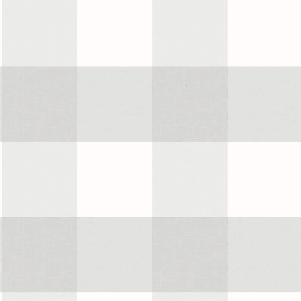 Chesapeake Amos Light Grey Gingham Prepasted Non Woven Blend Wallpaper, 20.5-in by 33-ft, 56.4 sq. ft.