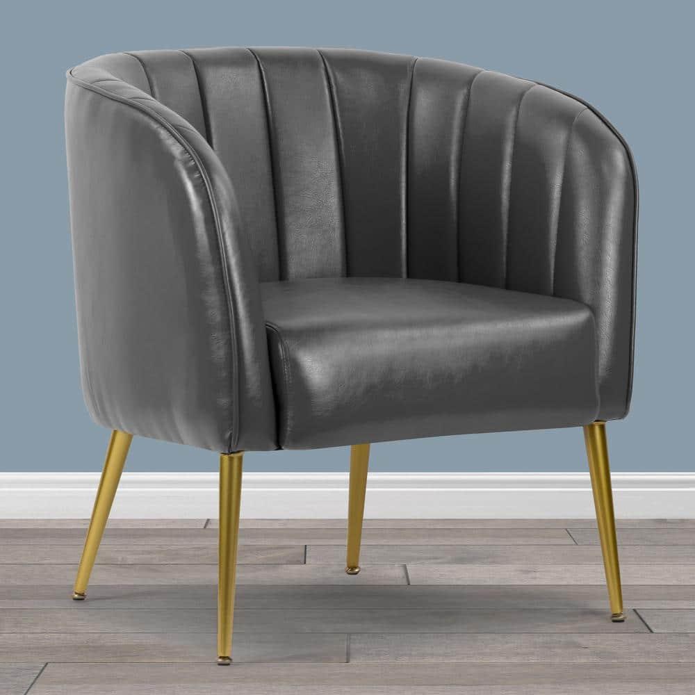 Gjylnaze Faux Leather Barrel Chair