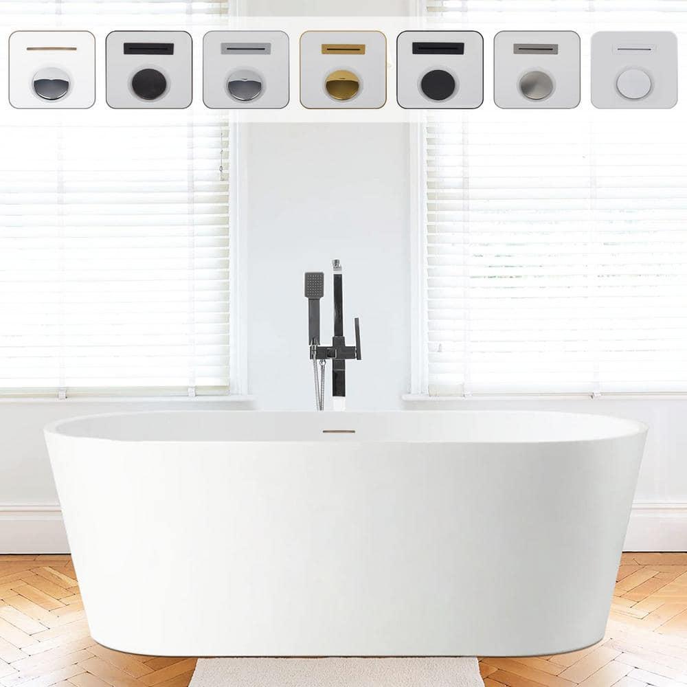 Iris 59" x 30" Freestanding Soaking Acrylic Bathtub