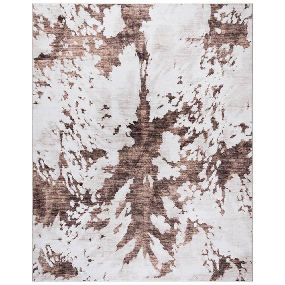 Gertmenian Crystal Print Charley Cow Modern Animal Print Brown Ivory Flat Pile Indoor Area Rug