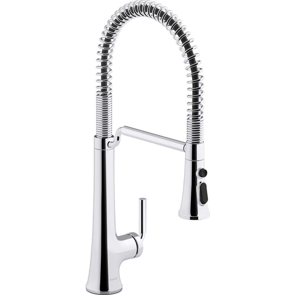 Kohler Tone Single Handle Semi-Professional Pre-Rinse Kitchen Sink Faucet with Three-Function Pull Down Sprayer