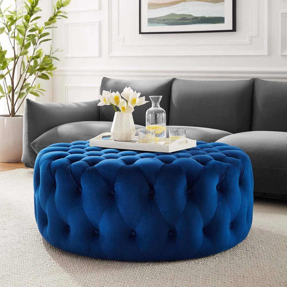 Modway Modway Amour Tufted Button Large Round Performance Velvet Ottoman