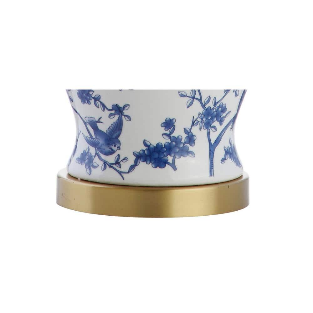 JONATHAN Y Penelope 22" French Country Cottage Ceramic/Iron Chinoiserie Ginger Jar LED Table Lamp, Navy/White