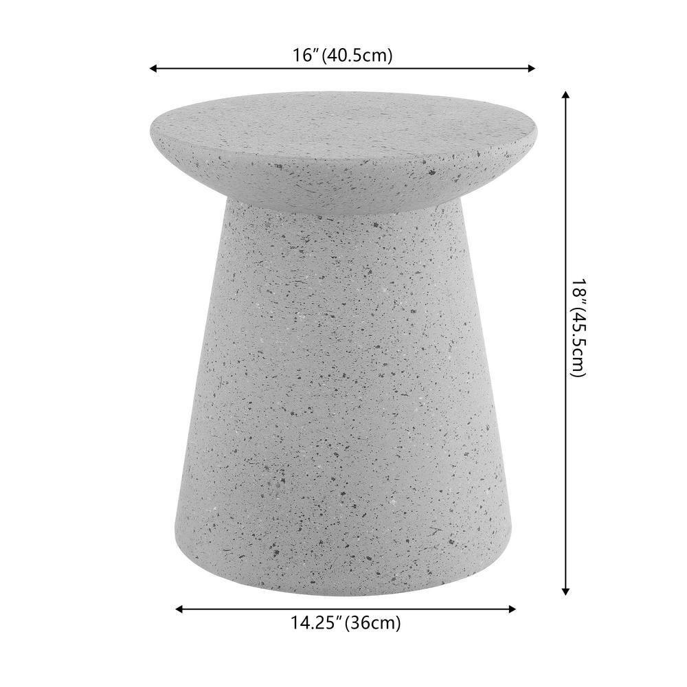 Hollie 18" Minimalist Modern Drum Accent Table Pedestal, Gray Terrazzo Finish - JONATHAN Y