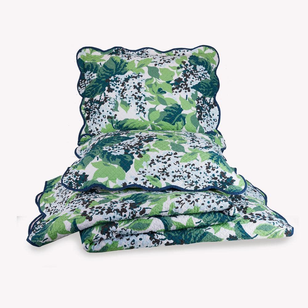 3pc King Sag Harbor Summer Quilt Set - Madcap Cottage for Makers Collective: Cotton Bedding, Botanical Pattern, Includes Shams