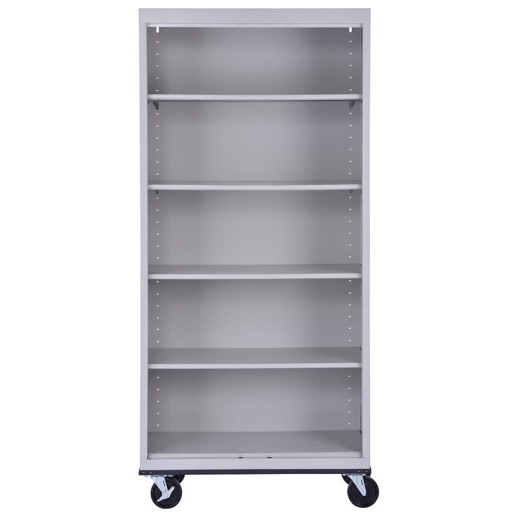 Sandusky Lee 36" W x 18" D x 78" H Steel Mobile Bookcase with 4 Adjustable Shelves by Sandusky
