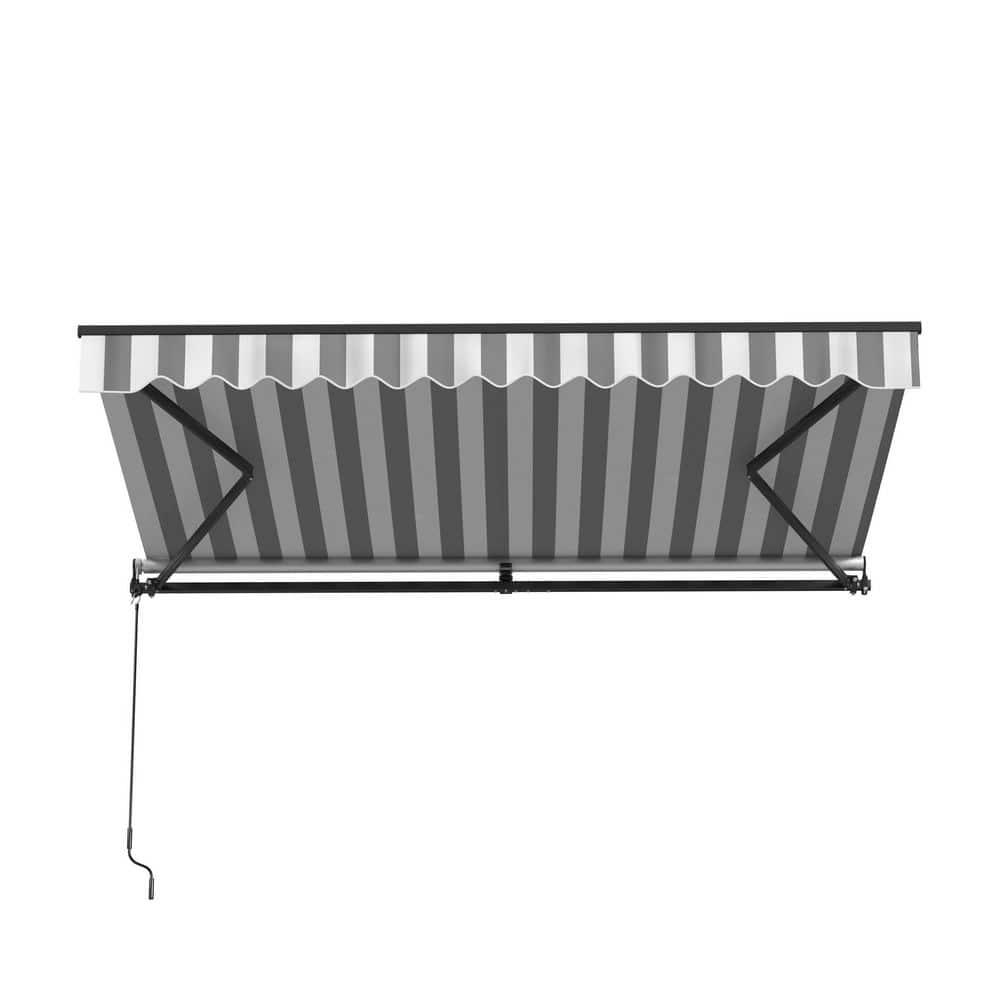 Retractable Home Patio Awning | Deck Canopy |UV Protection Sunshade | Manual Black Frame | Upgraded 2024