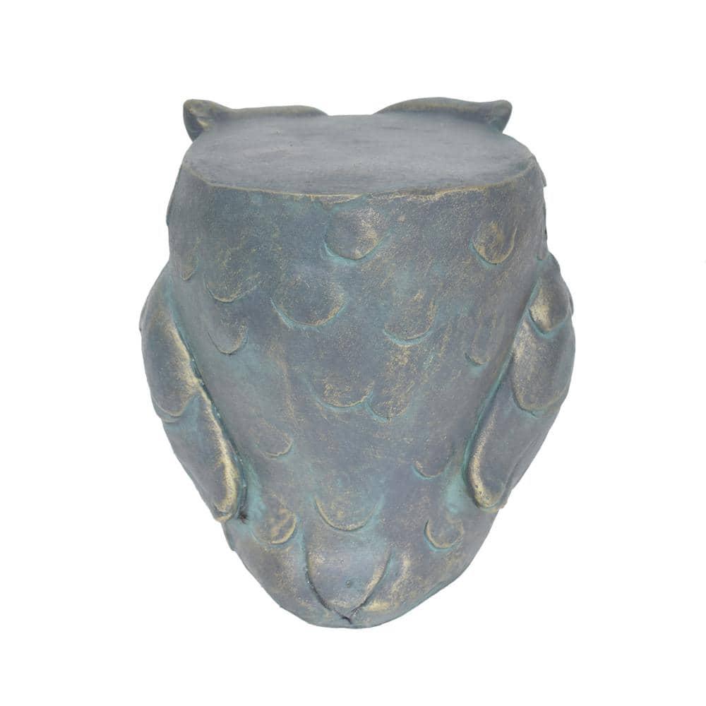 Noble House Pratchett Outdoor 12.5" Stone Garden Stool in Copper Patina Green