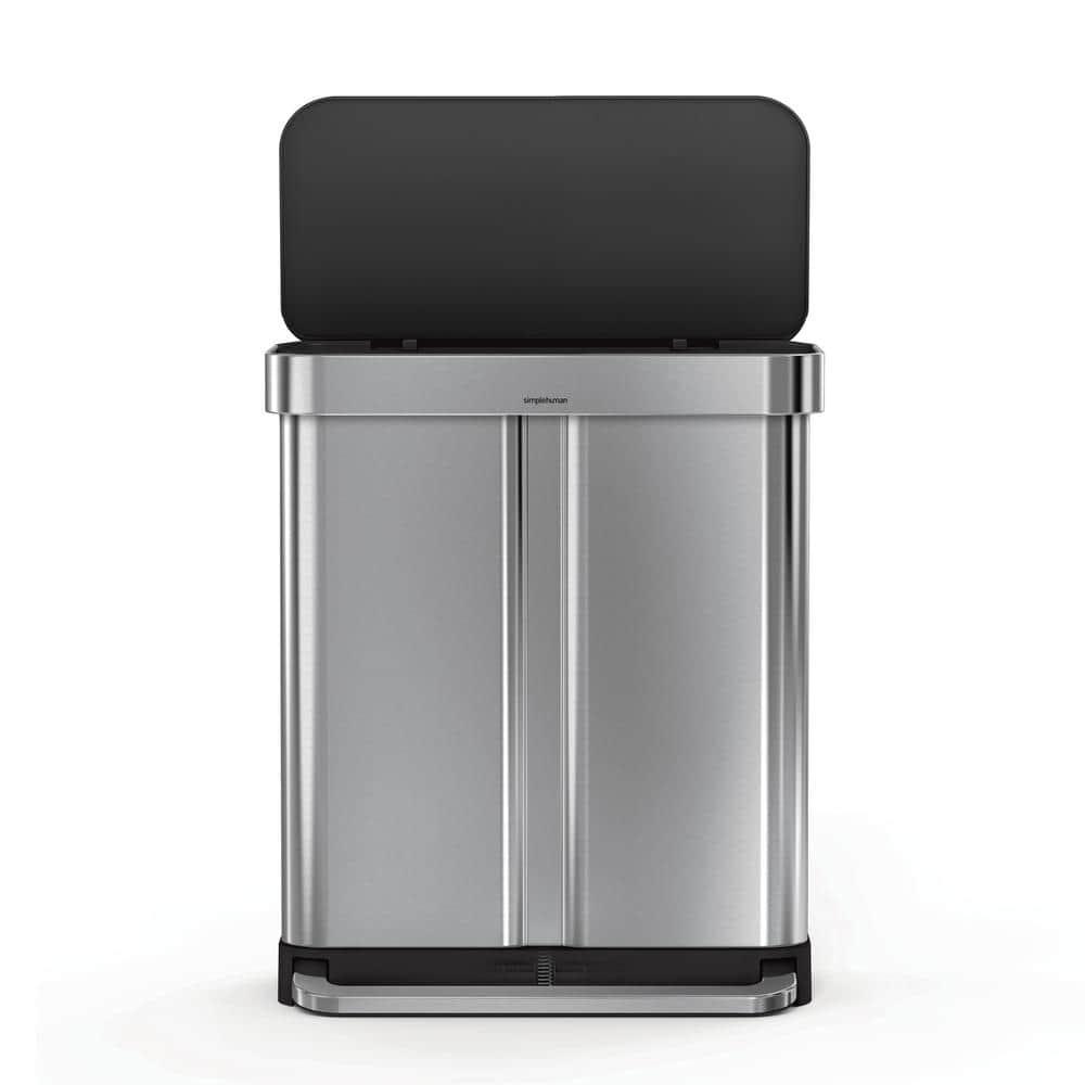 Simplehuman 58L / 15.3 Gallon Hands-Free Dual Compartment Recycling Kitchen Step Trash Can with Lid