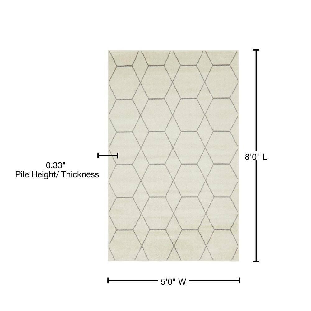 Unique Loom 5' 0 x 8' 0 Trellis Frieze Geometric Ivory Area Rug