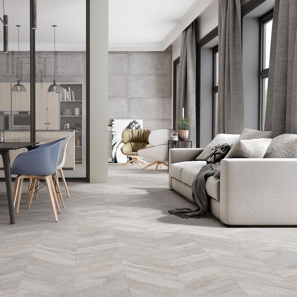 Chevron 24 in. x 48 in. Matte Porcelain Floor and Wall Tile (15.49 Sq. Ft. / Case)