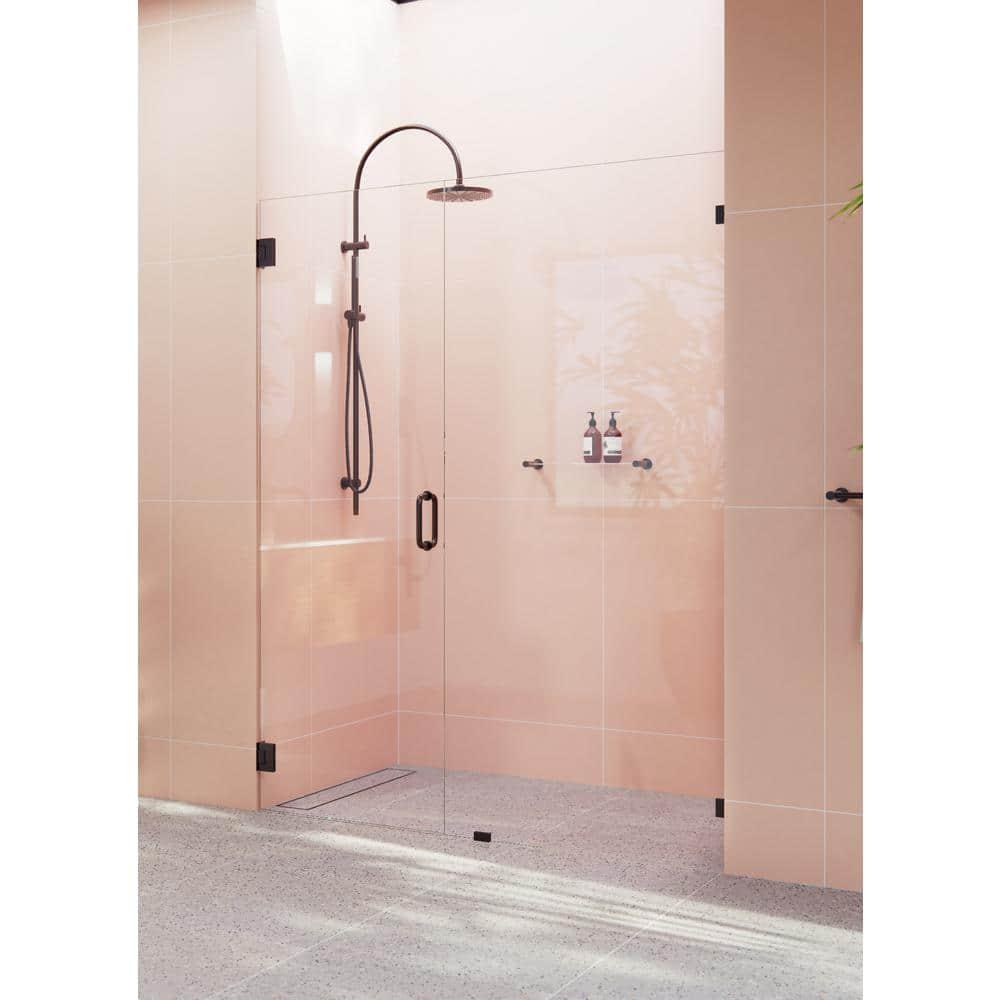Glass Warehouse Illume 59.5 in. x 78 in. Fully Frameless Wall Hinge Shower Door GW-WH-59-5-ORB