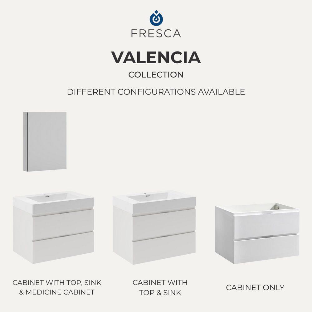 Valencia 36" Wall Mount Single Sink Bathroom Vanity with Top and Sink (Faucet Not Included)