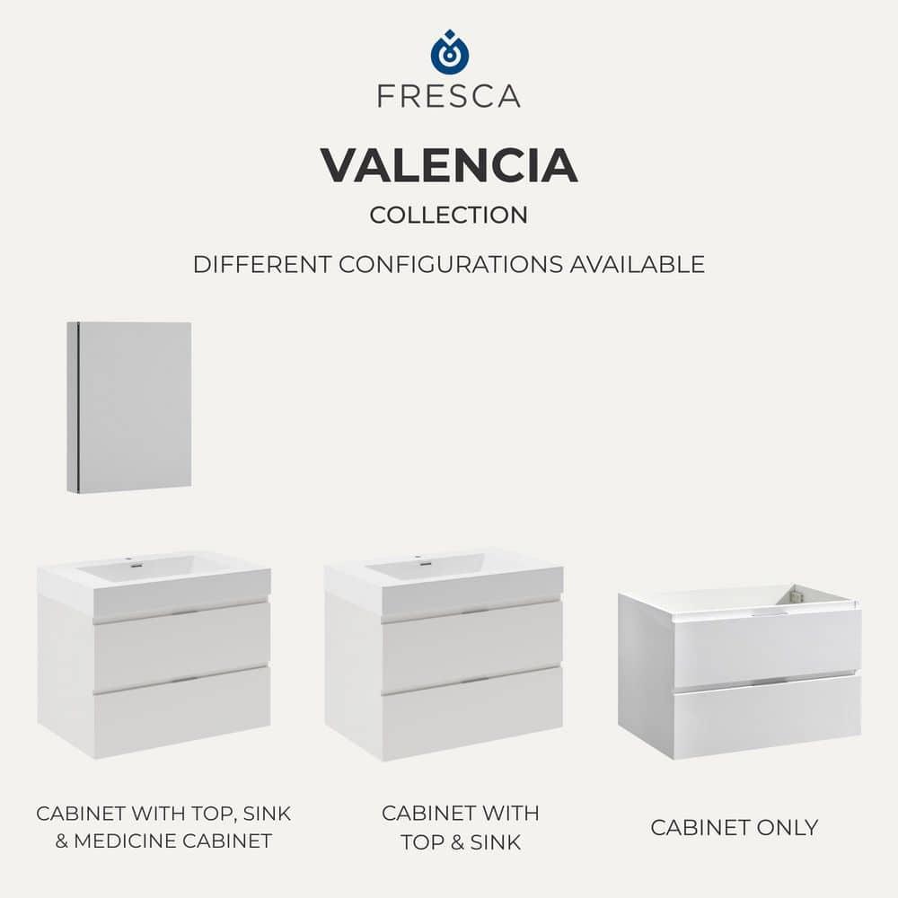 Valencia 60" Wall Mount Double Sink Bathroom Vanity with Top and Sinks (Faucets Not Included)