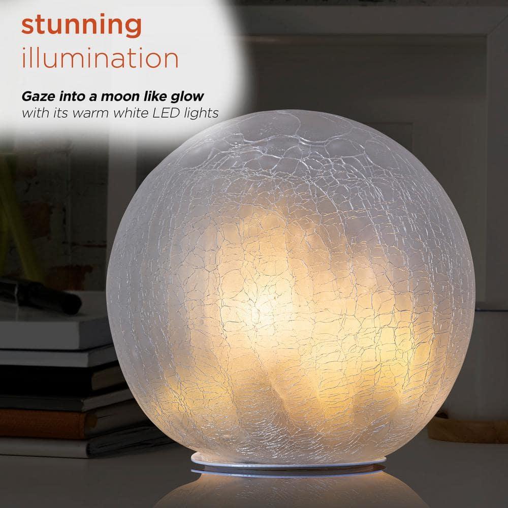 Alpine Corporation 7" Textured Glass Light-Up Gazing Globe, White