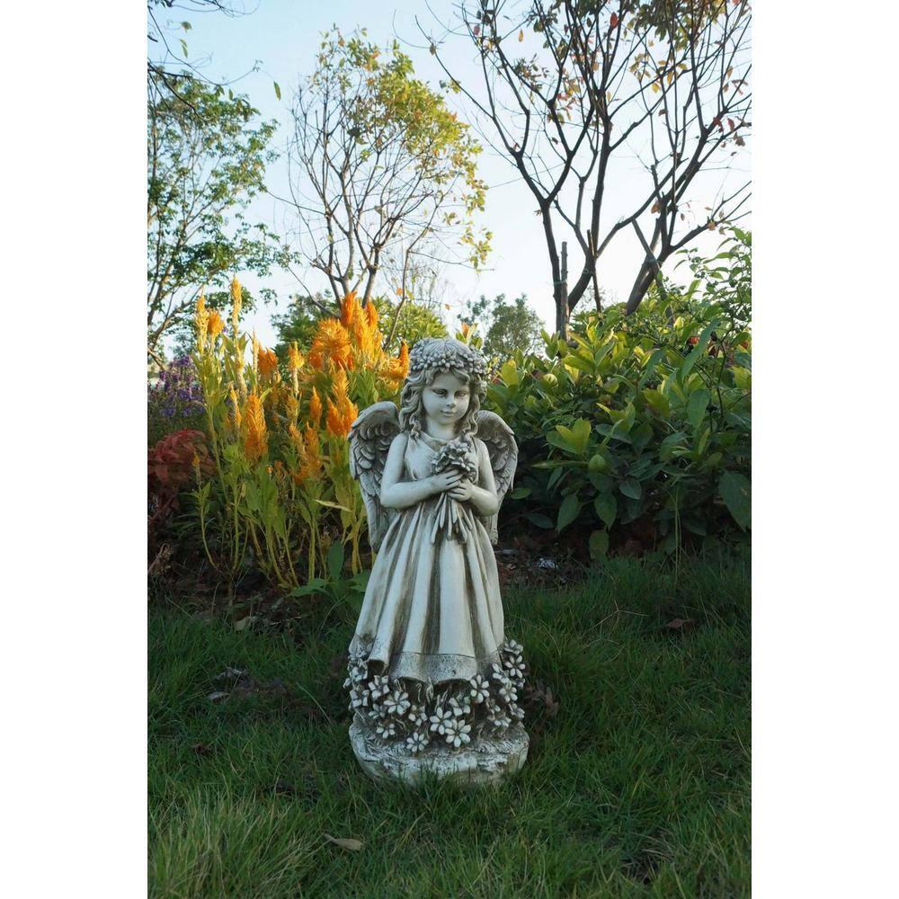 Hi-Line Gift Ltd. Angel Holding Flowers Statue