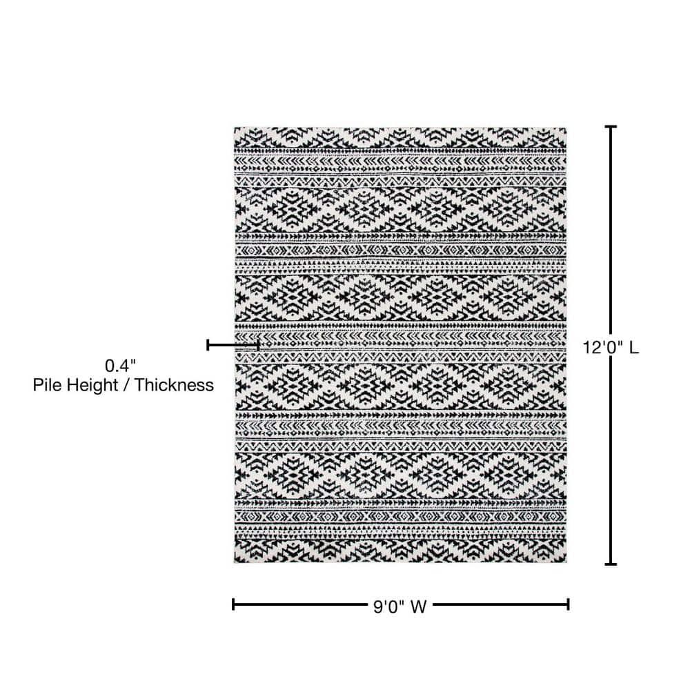Tulum TUL272 Power Loomed Area Rug - Ivory/Black - 8'9"x11'9" - Safavieh.