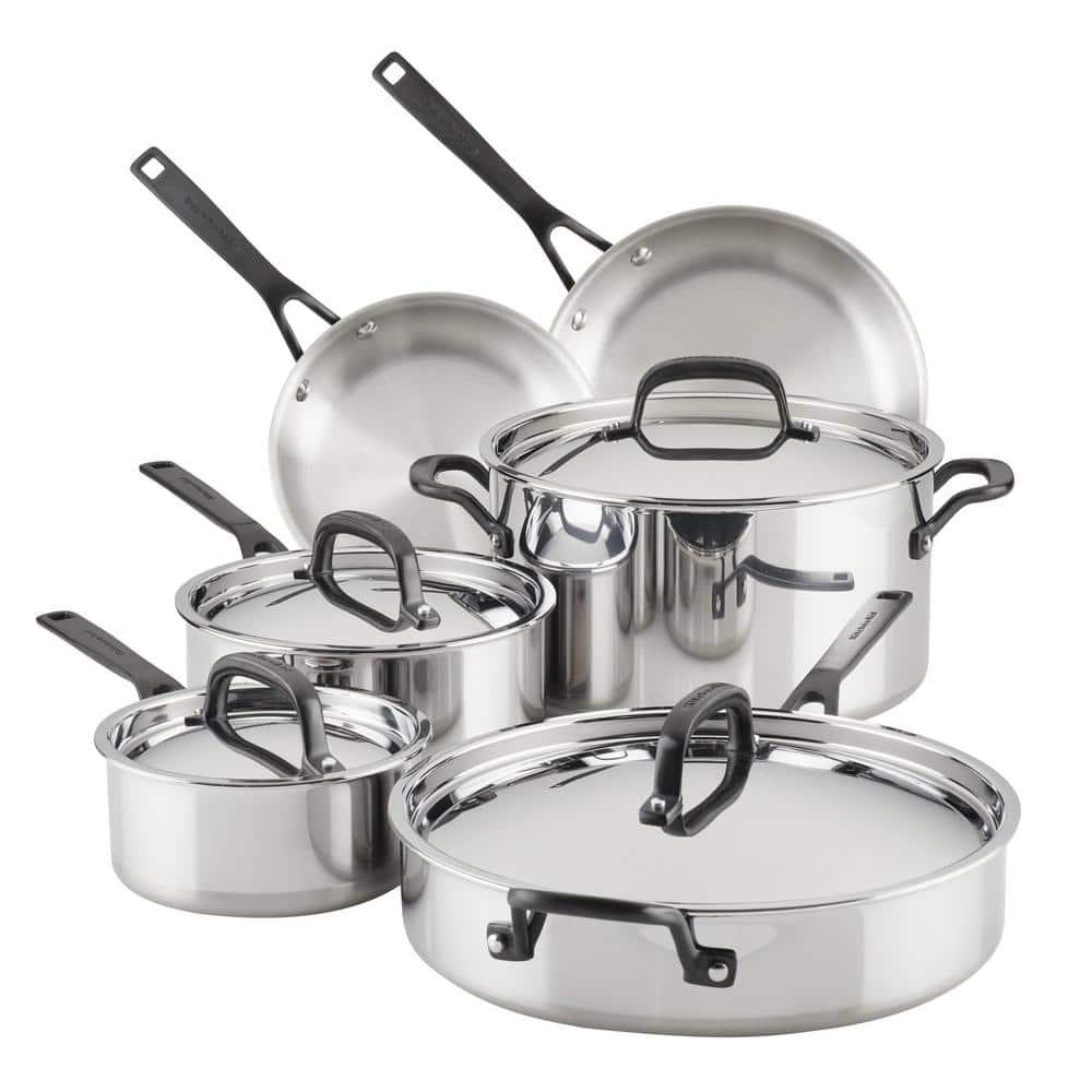 KitchenAid ® 10-Piece 5-Ply Clad Stainless Steel Cookware Set