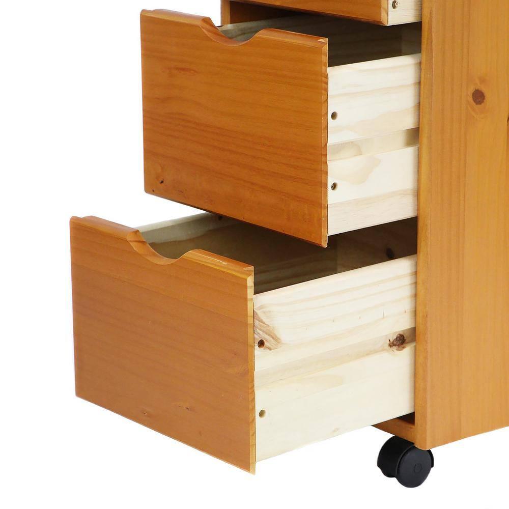 Adeptus Original Roll Cart, Solid Wood, 6+2 Drawer Narrow Roll Cart, Med Pine