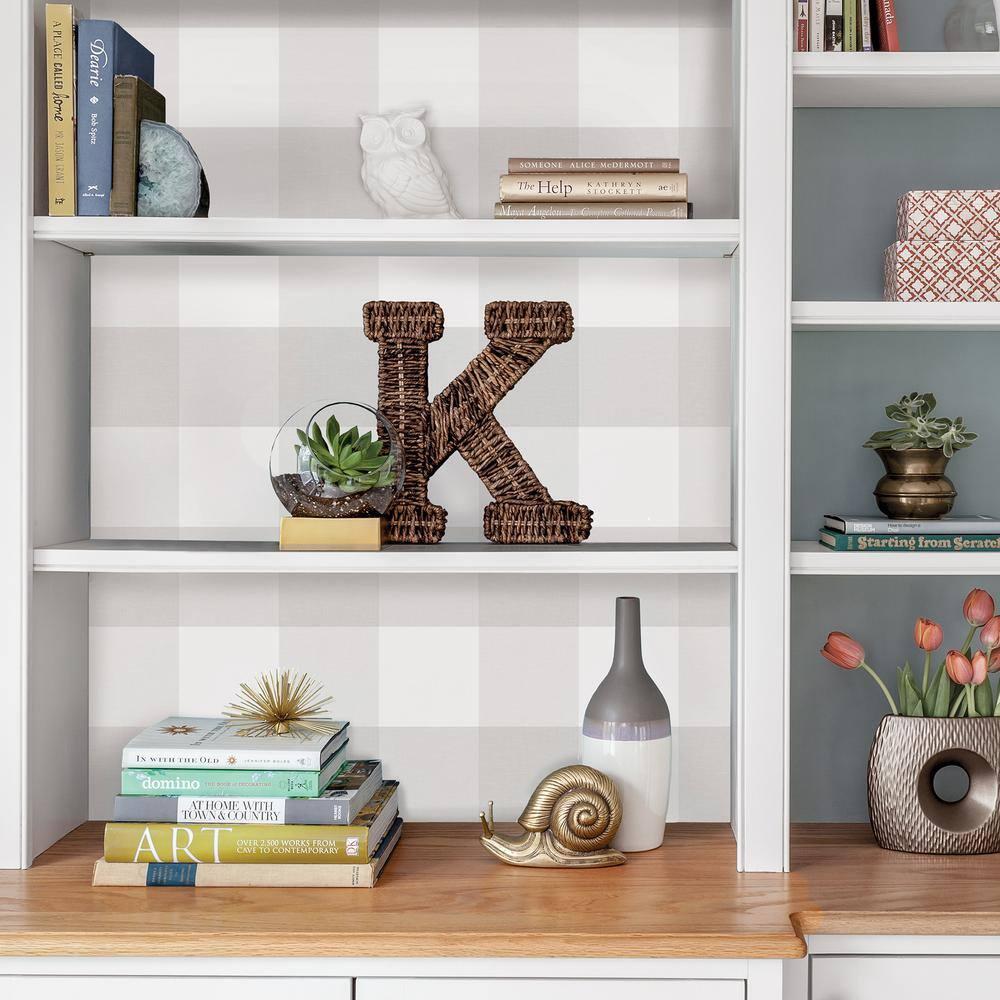 NuWallpaper Farmhouse Plaid Peel & Stick Wallpaper: Removable Vinyl, Self-Adhesive, Washable, Classic Gray Pattern, 30.75 Sq Ft Coverage