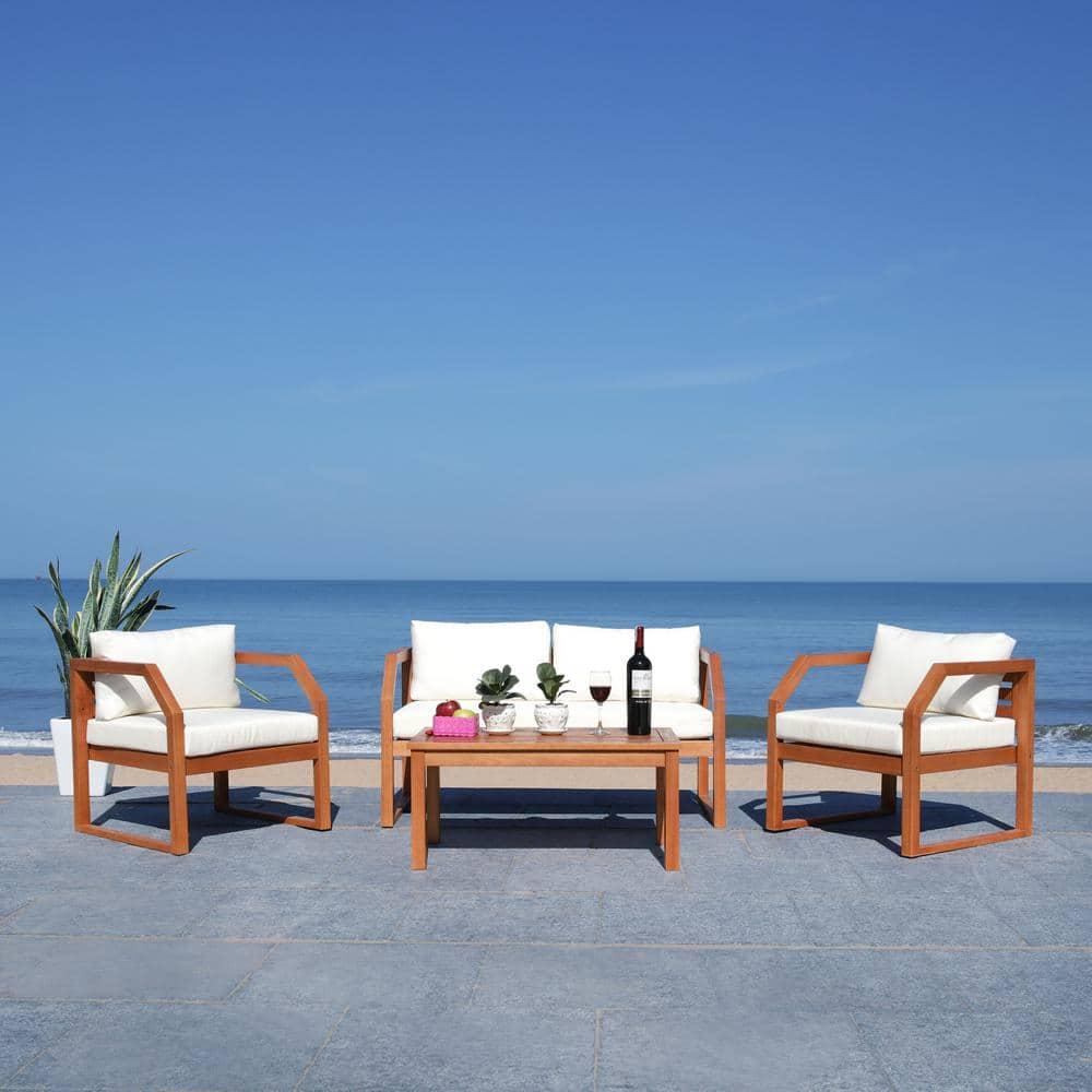 Dren 4 Piece Living Set - Indoor/Outdoor - PAT7067 - Natural/Beige - Safavieh