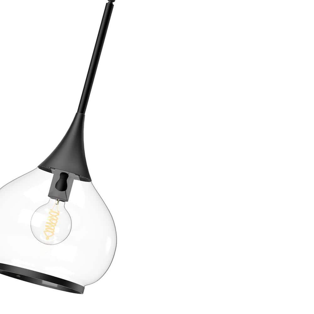 Hazel Vintage-Inspired Clear Glass & Matte Black Bowl Pendant Light