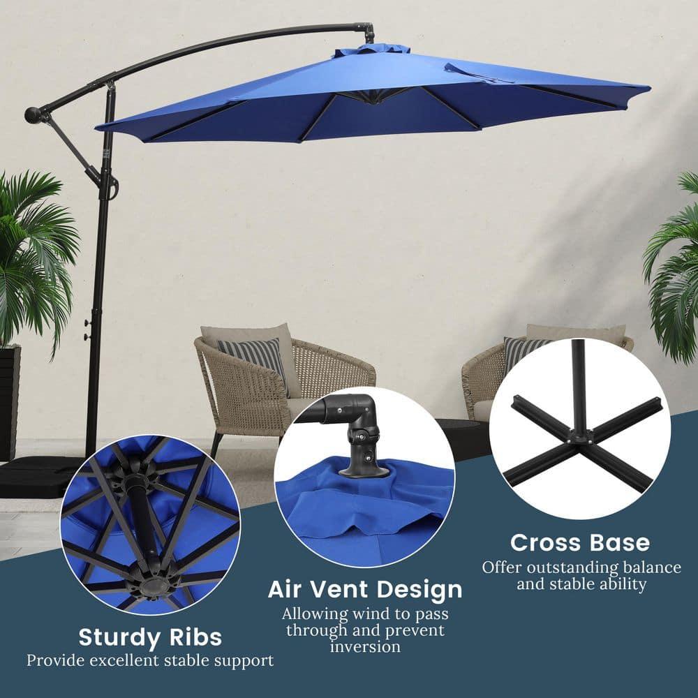 Polytrends Weller 10-foot Offset Cantilever Hanging Patio Umbrella Royal Blue