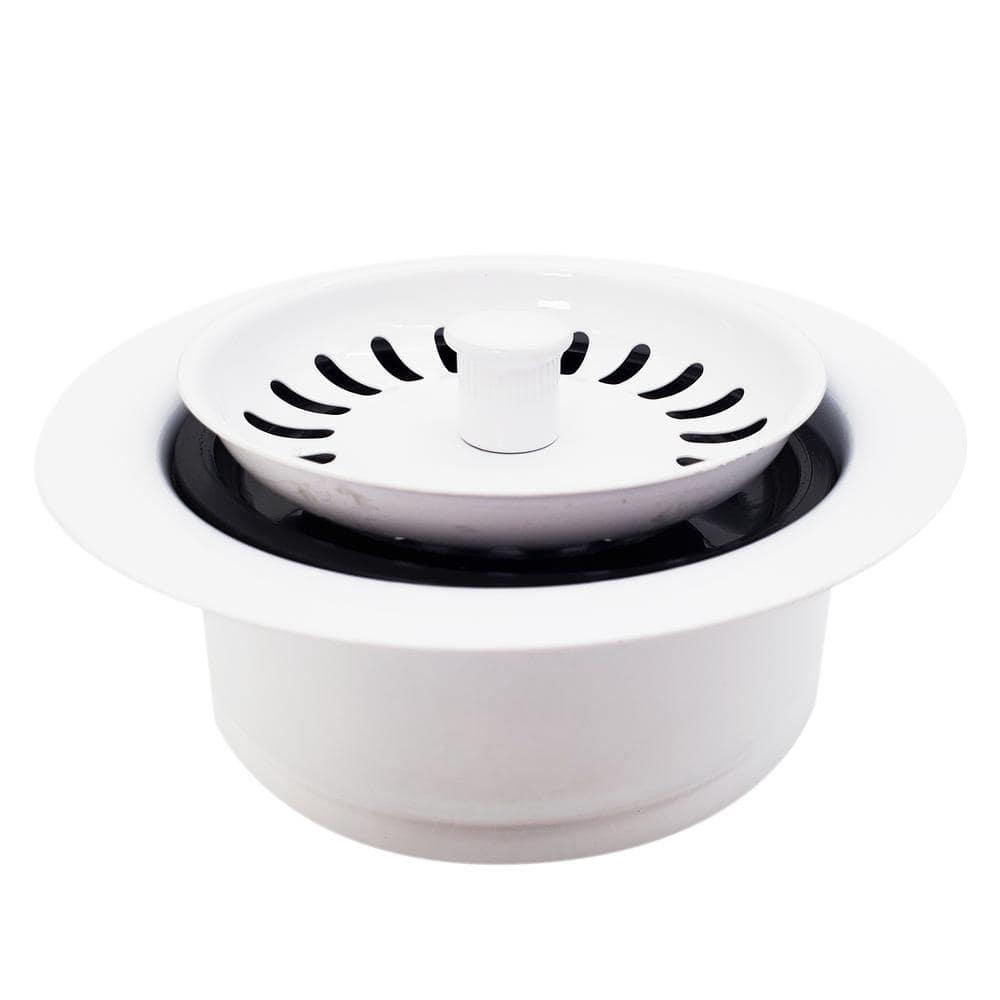 Westbrass D2089SEV-50 3-1/2" Kitchen Sink Waste Disposal Drain Flange and Basket Strainer, Powder Coat White