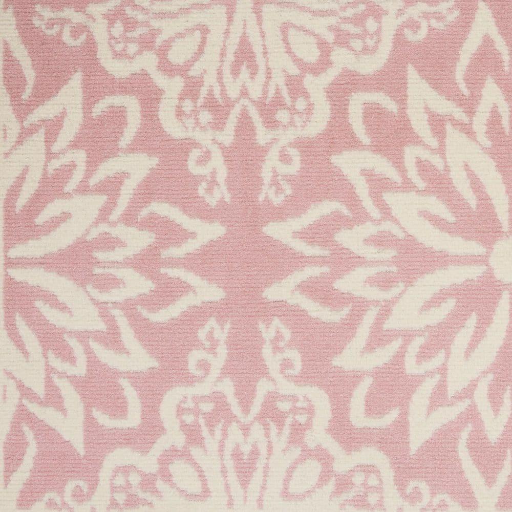 Nourison Jubilant Geometric Floral Ivory/Pink 5'3" x 7'3" Area Rug, (5' x 7')