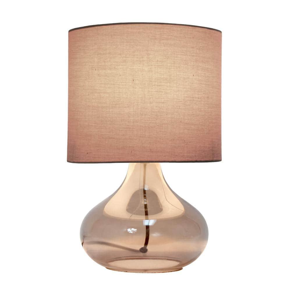 Glass Raindrop Table Lamp with Fabric Shade Gray - Simple Designs: Modern Accent for Bedroom, Office