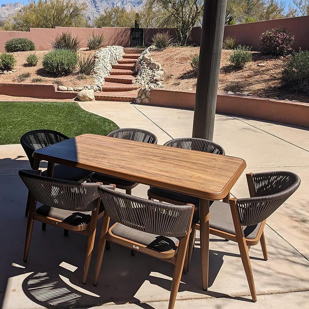 Outdoor Patio Dining Chairs with Cushions All Aluminum Frame for Lawn Garden Backyard Deck Patio in Gray(Set of 2)