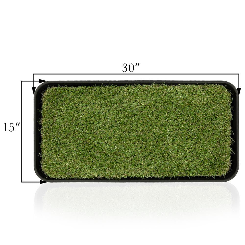Ottomanson Pet Training Non-Slip Indoor/Outdoor Tray with Reusable Grass Pad