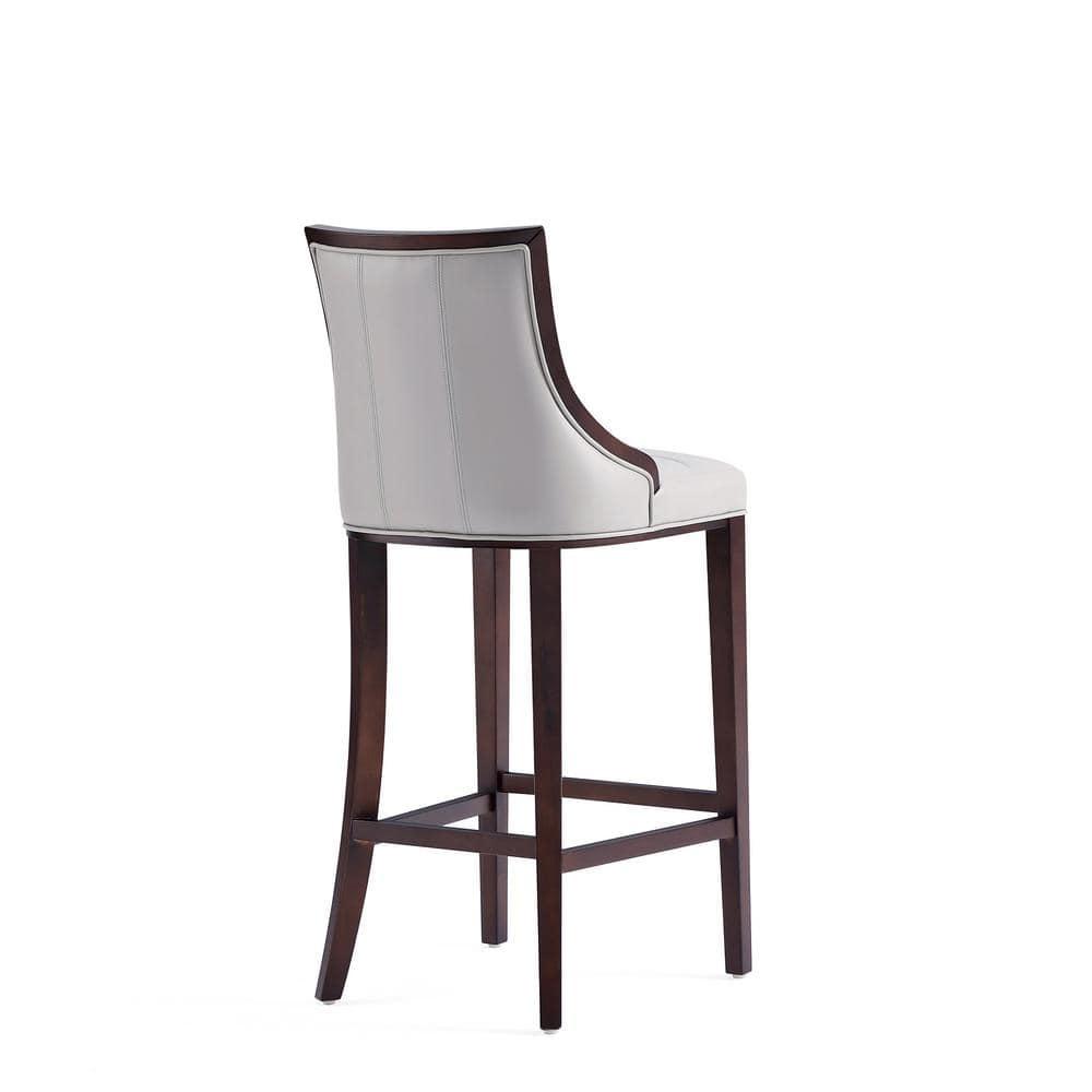 Fifth Avenue Upholstered Beech Wood Faux Leather Barstool Light Gray - Manhattan Comfort: Elegant Counter Chair, Fixed Height