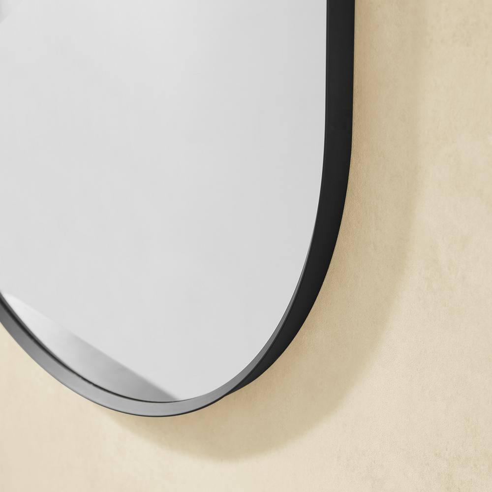Ispra 36" Oval Bathroom/Vanity Matt Black Aluminum Framed Wall Mirror