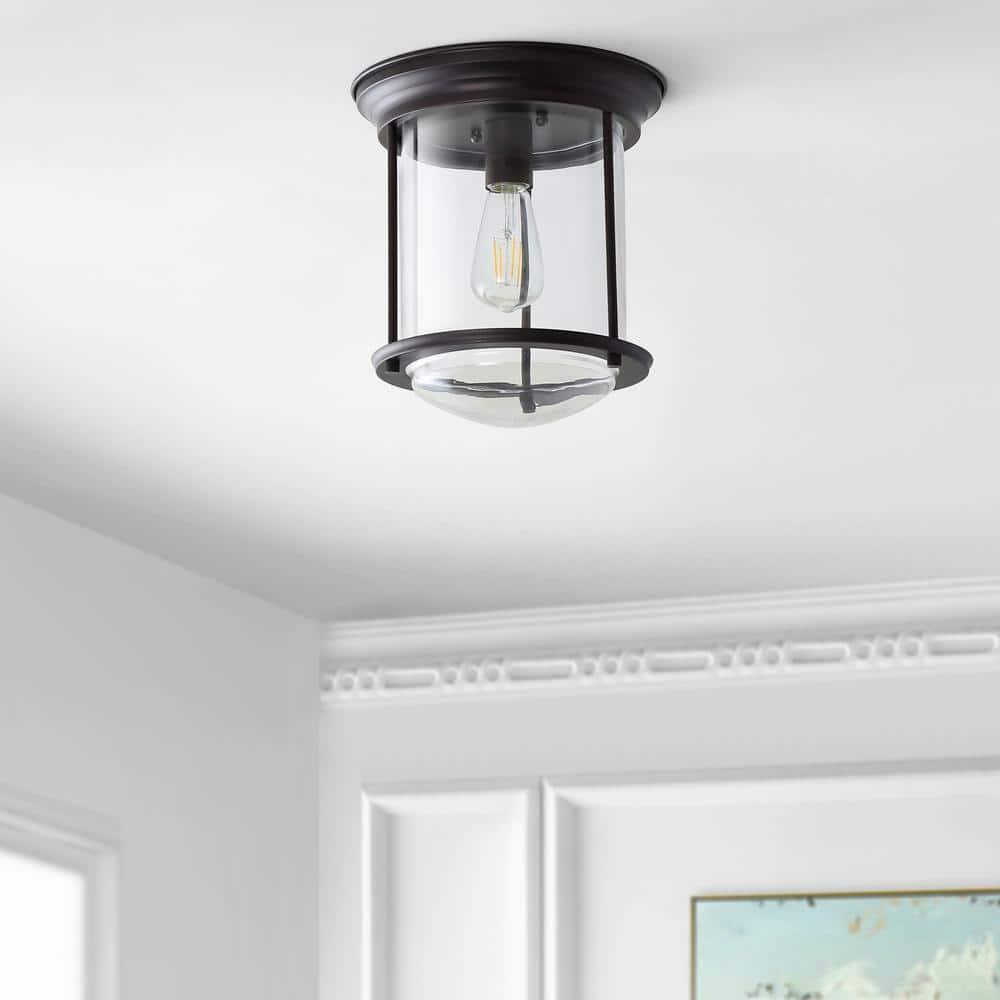 Savannah 10.25" Metal/Glass LED Flush Mount, Oil Rubbed Bronze