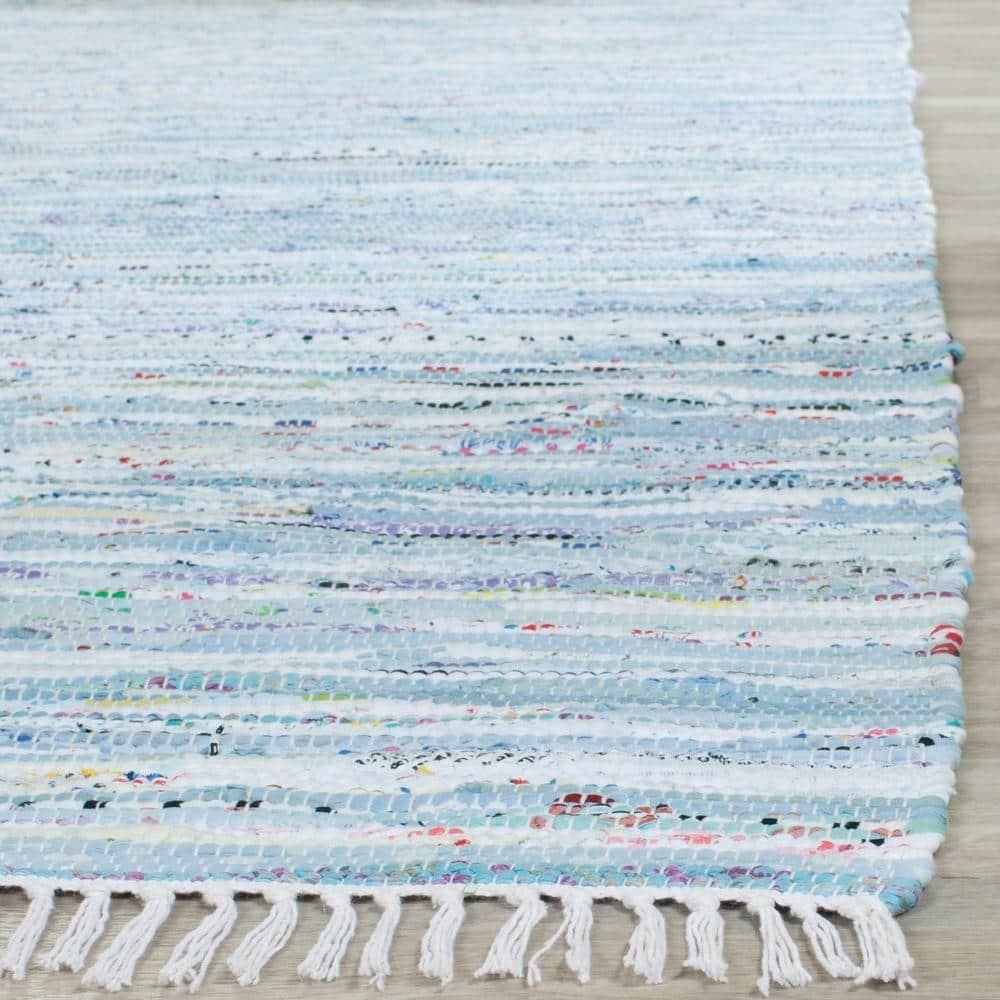 Rag Rug RAR125 Hand Woven Indoor Accent Rug - Light Blue/Multi - 2'6"x4' - Safavieh.