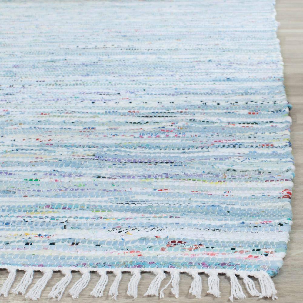 Rag Rug RAR125 Hand Woven Indoor Area Rug - Light Blue/Multi - 5'x7' - Safavieh.