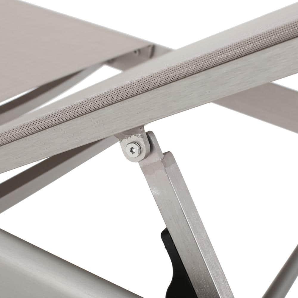 GDFStudio Cape Coral Outdoor Mesh and Aluminum Armless Adjustable Chaise Lounges (Set of 4), Gray/Siver