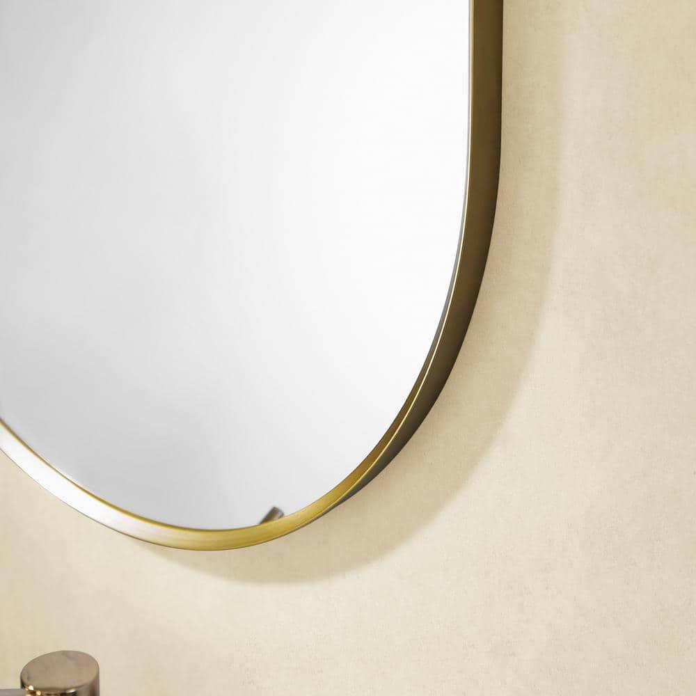 Ispra 36" Oval Bathroom/Vanity Brushed Gold Aluminum Framed Wall Mirror