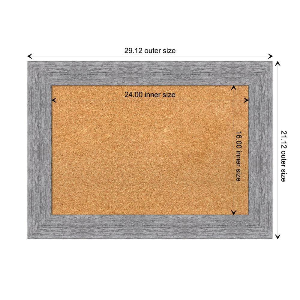 Amanti Art Natural Cork Board Framed Bark Rustic Grey Bulletin Board 29 in. x 21 in.