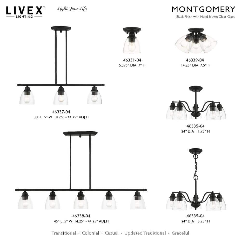 Livex Lighting Montgomery 3 - Light Flush Mount in  Black