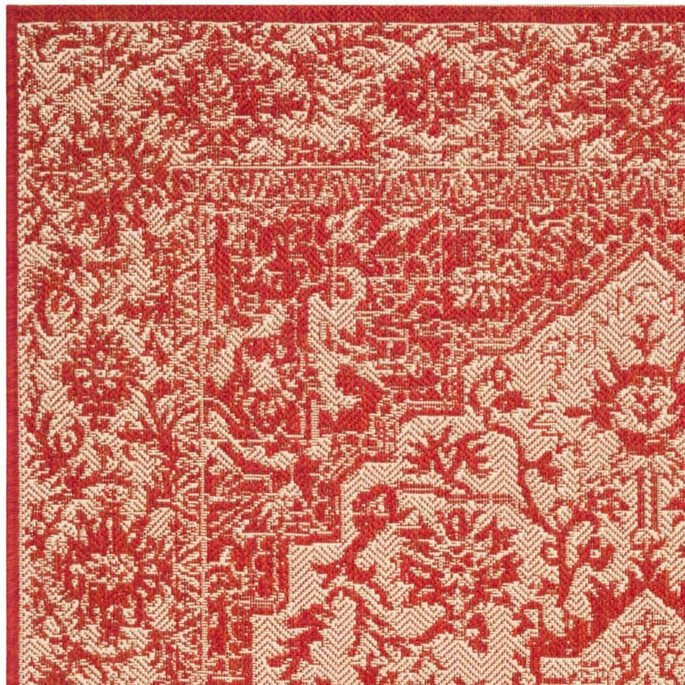 Beach House BHS139 Power Loomed Indoor/Outdoor Area Rug - Red/Creme - 5'3"x7'6" - Safavieh