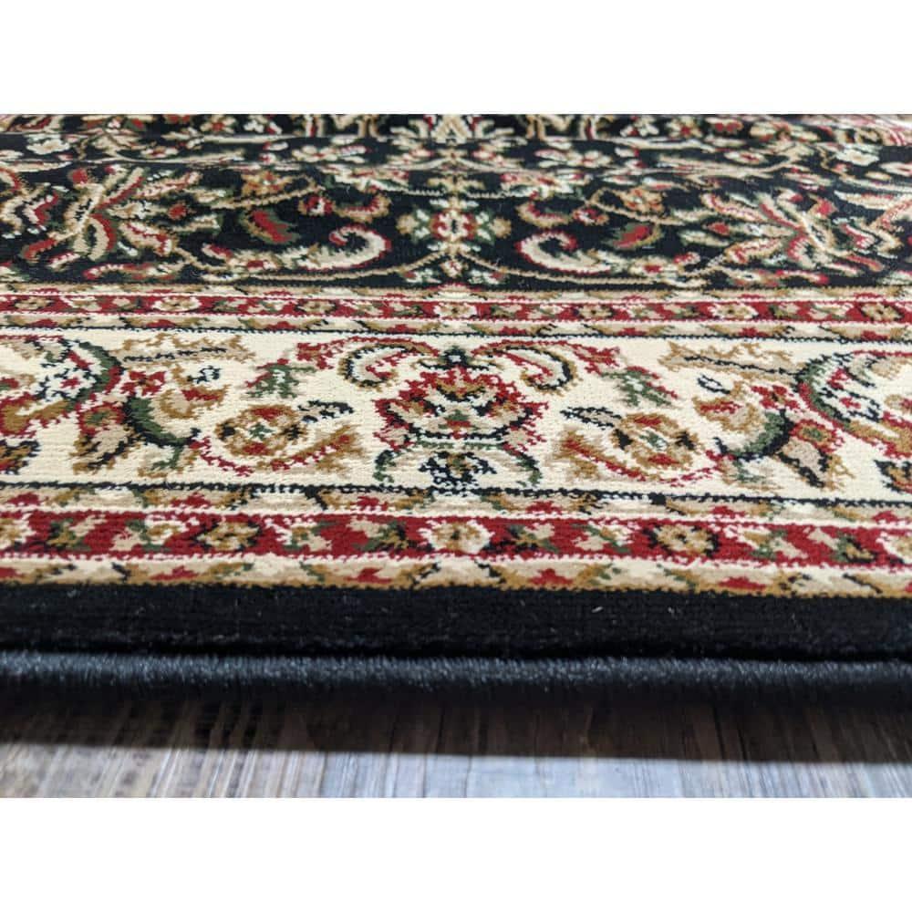 Radici Usa Noble Area Rug 1318 Black Bordered Medallion 3' 3" x 5' 4" Rectangle