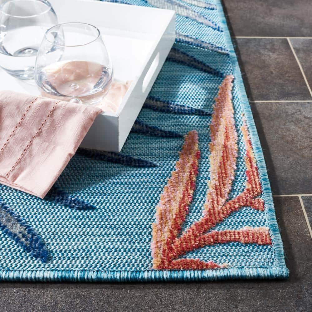 Cabana CBN458 Power Loomed UV Resistant Indoor/Outdoor Area Rug - Blue/Rust - 5'1"x7'6" - Safavieh