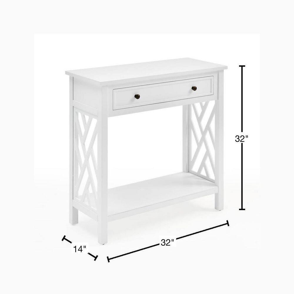 Alaterre Furniture Coventry 32" Pine Wood Console Table with Drawer and Shelf