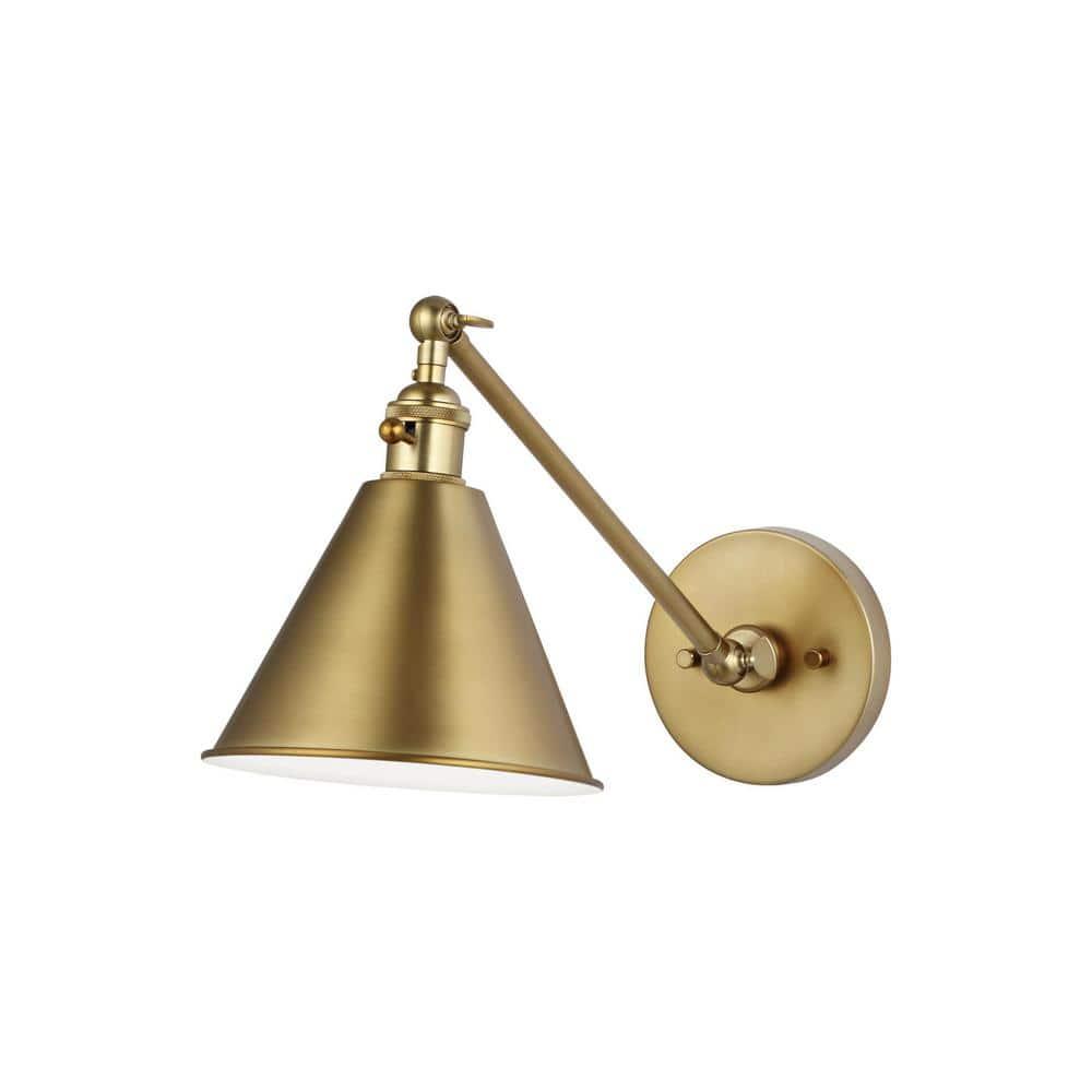 Salem 1-Light Satin Brass Wall Sconce with Satin Brass Metal Shade