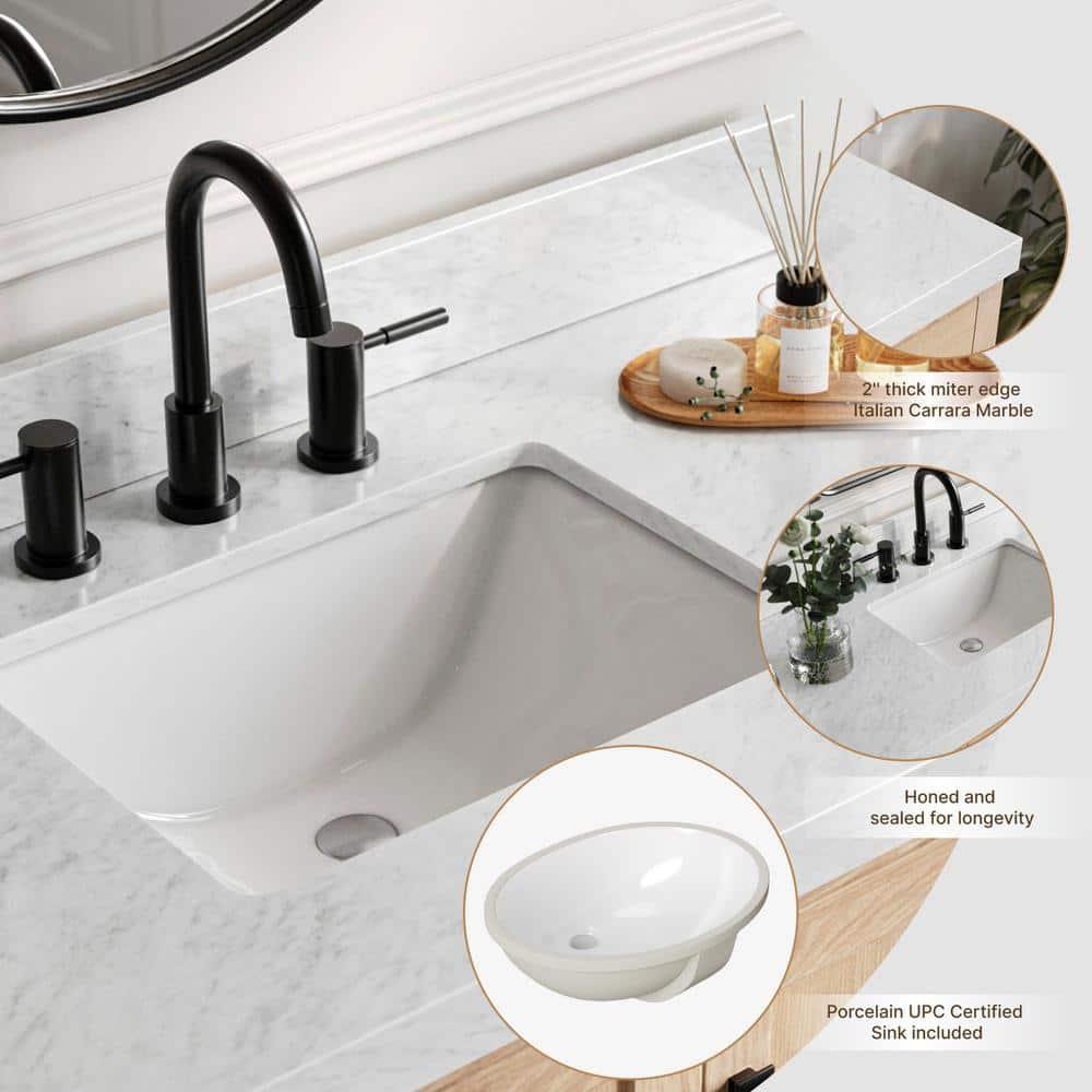 Cambridge 54'' Single Bathroom Vanity with Carrara Marble Top