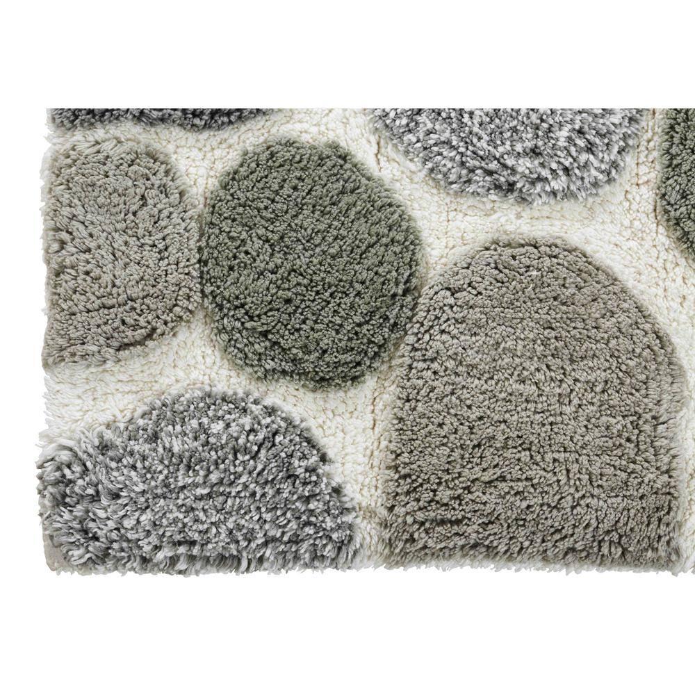 Chesapeake Geometric Grey Cotton Bath Rug, Non-Slip Backing (2 Count)